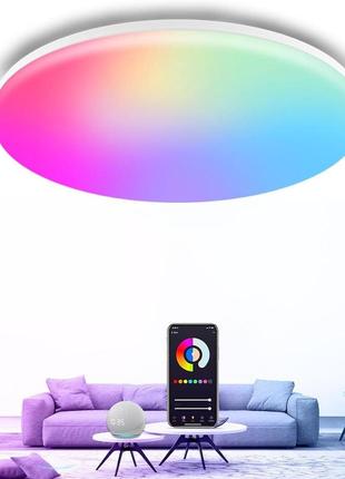 Светодиодный потолочный светильник 24 вт 2400 lm smart rgb 2700 k - 6500 k совместим с alexa и google