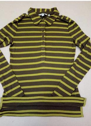 Лонгслив поло с длинным рукавом в полоску