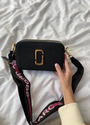 Элегантная классическая сумочка клатч девушке mark jacobs брендовая сумка марк джейкобc кожаная черная6 фото