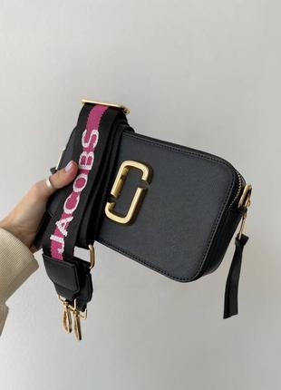 Елегантна класична сумка клатч дівчині marc jacobs брендова сумка марк джейкобc шкіряна чорна2 фото