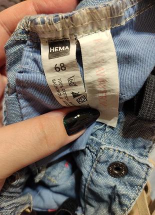 Джинсы, штанишки летние hema на 6-9 мес, р. 68
