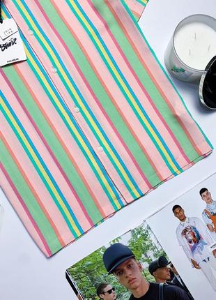 Летняя рубашка мужская в полоску pull & bear гавайская рубашка