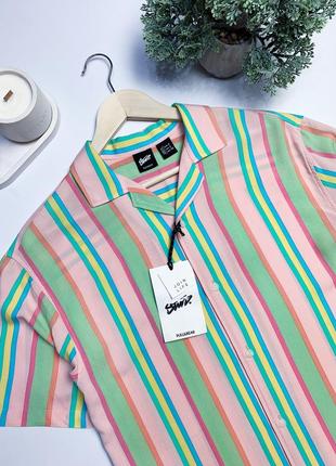 Летняя рубашка мужская в полоску pull & bear гавайская рубашка