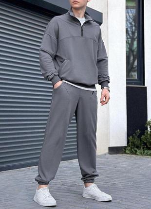 Спортивный костюм мужской графит кофта с брюками pobedov grand2 фото