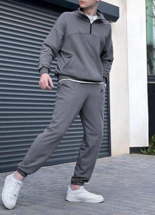 Спортивный костюм мужской графит кофта с брюками pobedov grand3 фото