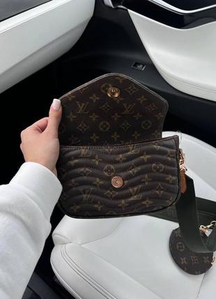 Стильная вечерняя женская кожаная сумка клатч через плечо louis vuitton коричневого цвета3 фото