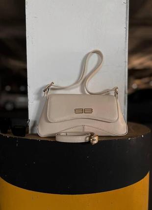 Стильна універсальна сумочка для жінок з ручкою balenciaga сумка баленсіага брендова бежева шкіряна2 фото