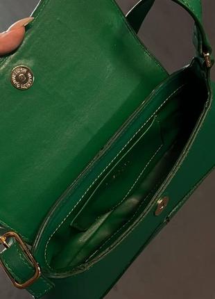 Элегантная классическая сумочка клатч девушке с ручкой balenciaga сумка баленсиага брендовая кожаная зеленая7 фото