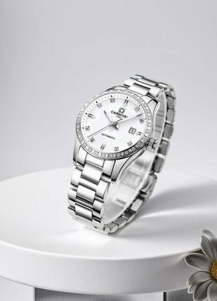 Жіночий механічний годинник carnival luiza срібний з регульованим ремінцем зі сталі та сапфіровим склом1 фото