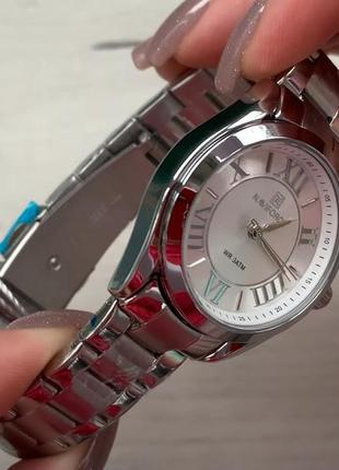 Жіночий кварцовий срібний годинник naviforce lima зі сталевим регульованим ремінцем8 фото