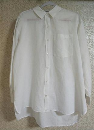 New look стильна актуальна casual linen льон лен сорочка рубашка блуза  оверсайз  oversize бренд new look, р.12