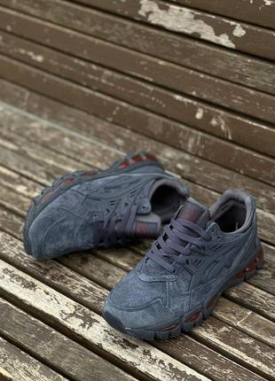 Asics gel kayano trainer 21 navy suede grey red2 фото
