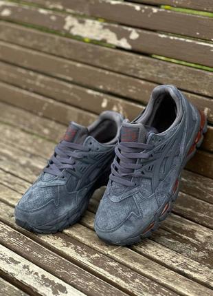 Asics gel kayano trainer 21 navy suede grey red4 фото