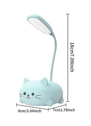Настільна маленька лампа у вигляді котика,біла, зелена,голуба,рожева