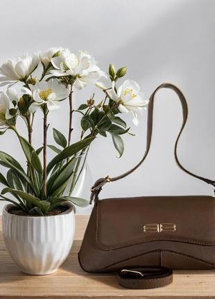 Елегантна класична жіноча сумочка з ручками balenciaga сумка баленсіага брендова шкіряна коричнева
