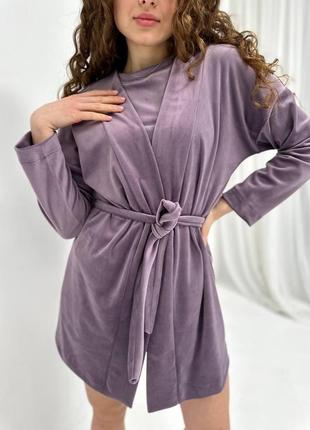 Красивая стильная женская домашняя одежда c халатом для сна и домашнего быта s/m4 фото
