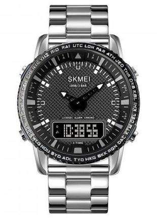 Часы мужские классические skmei 1898sibk silver-black скмей серебряные наручные кварц с металлическим ремешком2 фото