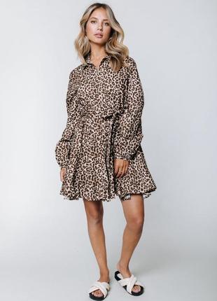 Трендовое леопардовое платье с поясом colourful rebel