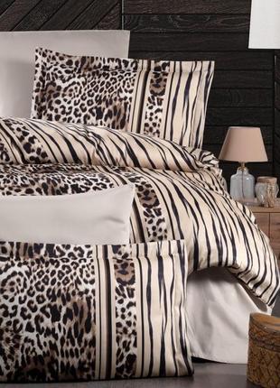 Туреччина 🇹🇷, полуторний комплект постільної білизни cotton satin 160 х 220 см leopard...