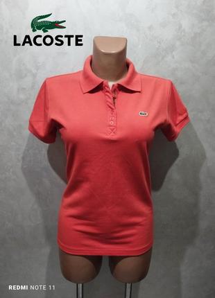 Lacoste, женское хлопковое поло, терракотового цвета размер l