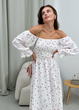 Ідеальна легка сукня на резиночці, з розрізом на нозі2 фото