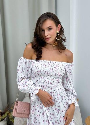 Ідеальна легка сукня на резиночці, з розрізом на нозі4 фото