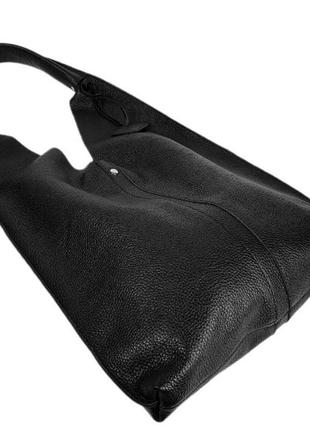 Сумка шопер шкіряна чорна 1577