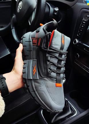 Чоловічі кросівки Reebok BIG HURTBLACK WHITE edge сірі з помаранчевим водонепроникні відмінна якість рібок весняні осінні демісезонні кеди