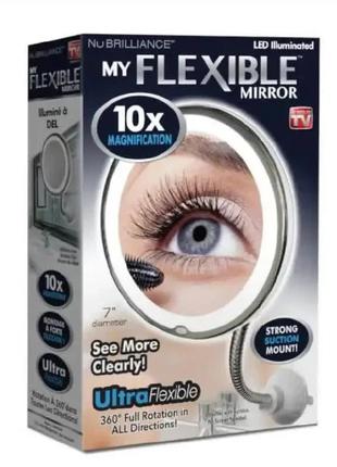 Зеркало с led подсветкой ultra flexible mirror с увеличением 10x . гибкое зеркало для макияжа3 фото