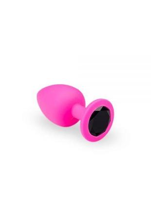 Анальная пробка, pink silicone black diamond, s