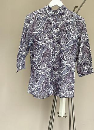 Шовково-бавовняна жіноча сорочка massimo dutti з принтом пейслі в ідеальному стані