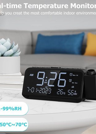 Mesgool cr1024 цифровые часы-проектор c датой, температурой, влажностью, зарядным устр...