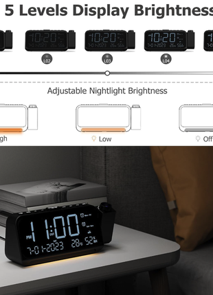 Mesgool cr1024 цифровые часы-проектор c датой, температурой, влажностью, зарядным устр...