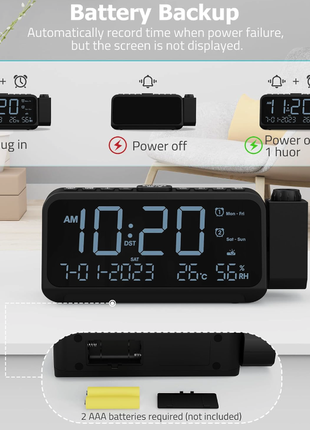 Mesgool cr1024 цифровые часы-проектор c датой, температурой, влажностью, зарядным устр...
