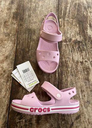 Крокс баябенд сандалі дитячі рожеві crocs bayaband sandal ballerina pink/candy pink