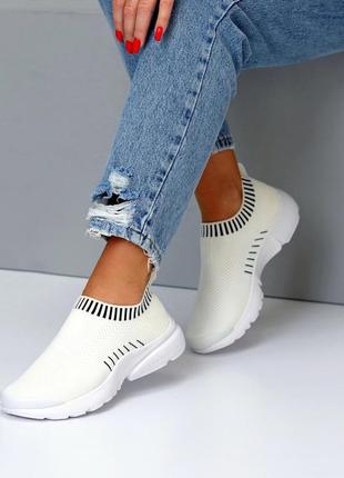 Летний текстильные белые спортивные мокасины 22068