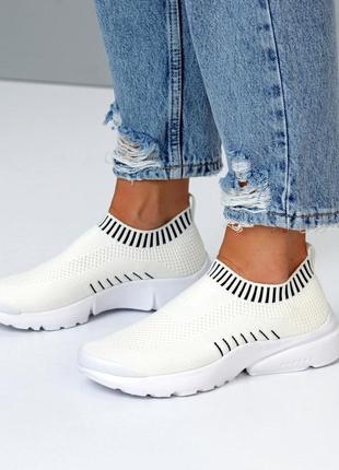 Летний текстильные белые спортивные мокасины 22068