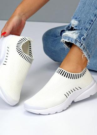 Летний текстильные белые спортивные мокасины 22068