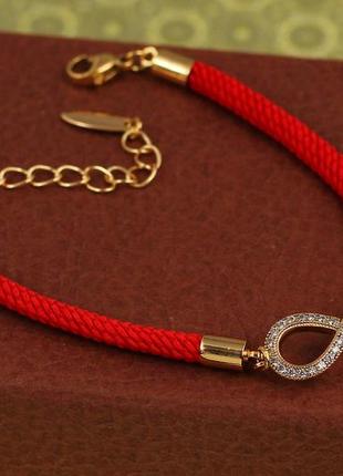 Браслет xuping jewelry червона нитка з нескінченністю 17,5 см 4,5 мм золотистий1 фото