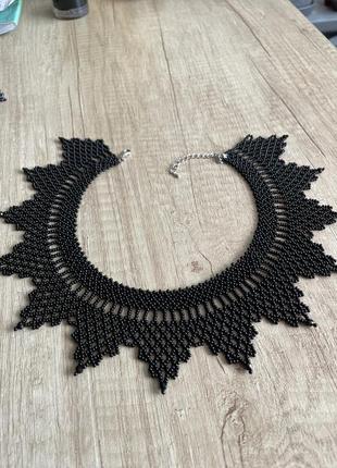 Силка из бисера. цвет мокрый асфальт.