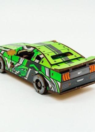 Автомобіль із дерева muscle car gt гоночний конструктор із екологічно чистого матеріалу зелений2 фото