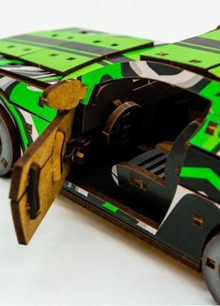 Автомобиль из дерева muscle car gt гоночный конструктор из экологически чистого материала зеленый5 фото