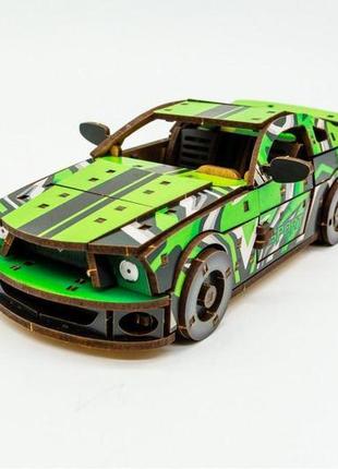 Автомобіль із дерева muscle car gt гоночний конструктор із екологічно чистого матеріалу зелений3 фото