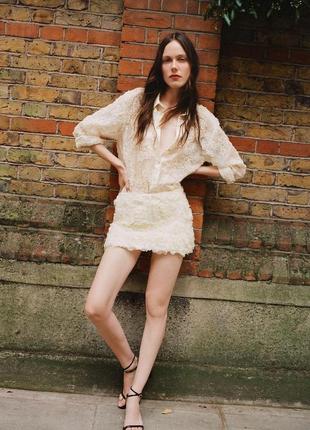 Напівпрозора текстурована сорочка з блискітками