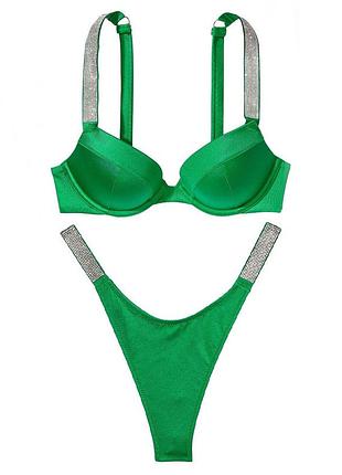 Купальник пуш-ап push-up very sexy shine strap victoria's secret смарагдовий