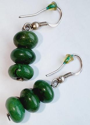 Сережки з натуральним каменем , гачок срібний