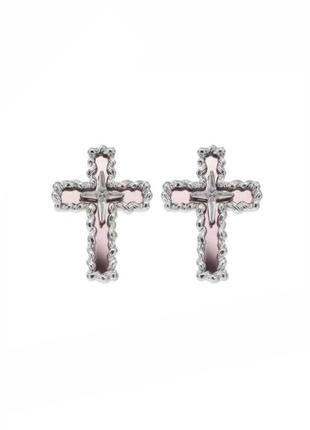 Рожеві сережки хрестики