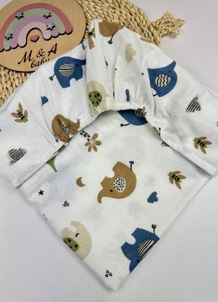 Простирадло на резинці для новонародженого в дитяче ліжко (фланель)