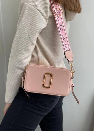 Элегантная повседневная женская сумочка клатч mark jacobs брендовая сумка марк джейкобc кожаная розовая9 фото