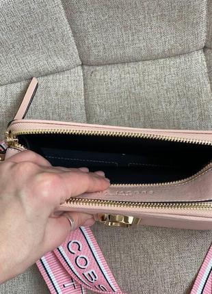 Элегантная повседневная женская сумочка клатч mark jacobs брендовая сумка марк джейкобc кожаная розовая7 фото